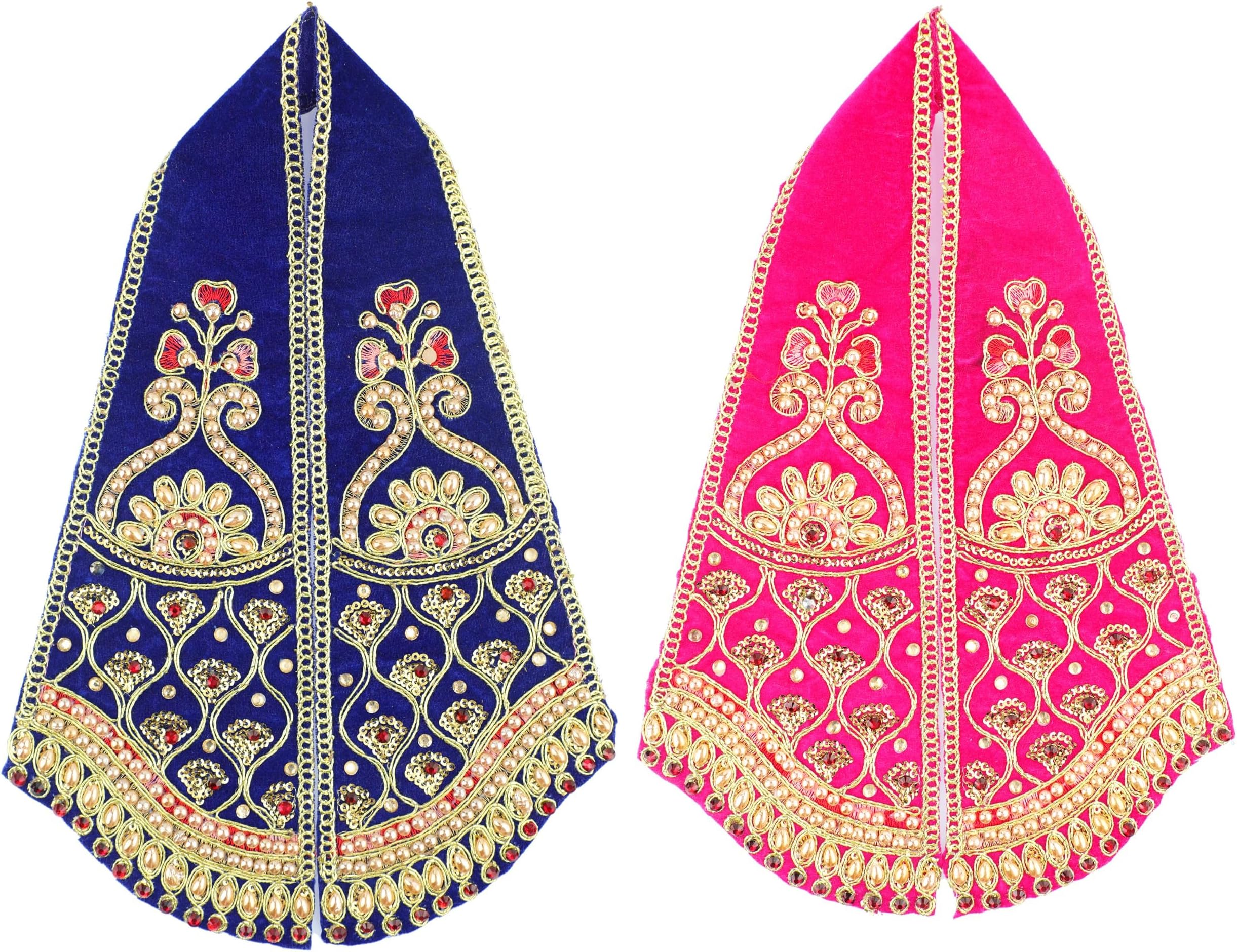 Aditri CreationSet of 2 Ganesha Dupatta Silk Puja Cloth Chunari(Size:-9 Inch x 3 Inch) Pooja Chunar Puja Articles for Indian Festival for Idol Statue Frame Temple(Pink,Blue)