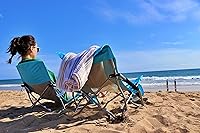 Vista 2 de Nice C Silla plegable baja para playa o campamento, ultraligera, con portavasos y bolsa de transporte compacta y resistente, para exteriores