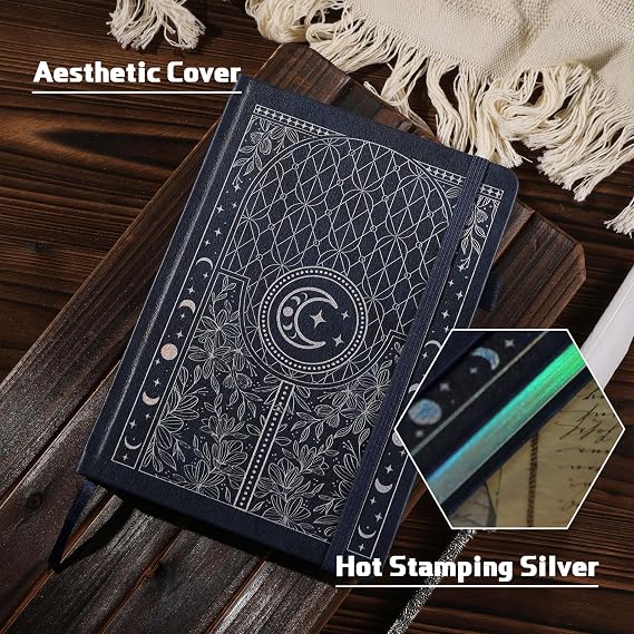 TIEFOSSI Bullet Dotted Journal Notebook, 160gsm Numbered Thick Paper, A5 Hardcover Dotted Grid Diary for Women Men Work Writing, Bullet Journaling, Drawing