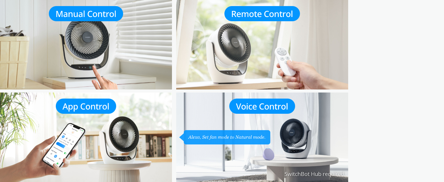 SwitchBot Smart Desk Fan Portable, 22dB Silent Rechargeable Fan