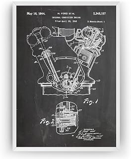 Magic Posters Henry Ford Combustion Engine 1944 Patent Print - Motor Car invention Poster Mechanic Giclee Art Wall Decor Vintage Vehicle Inventor Blueprint Gift - Frame Not Included