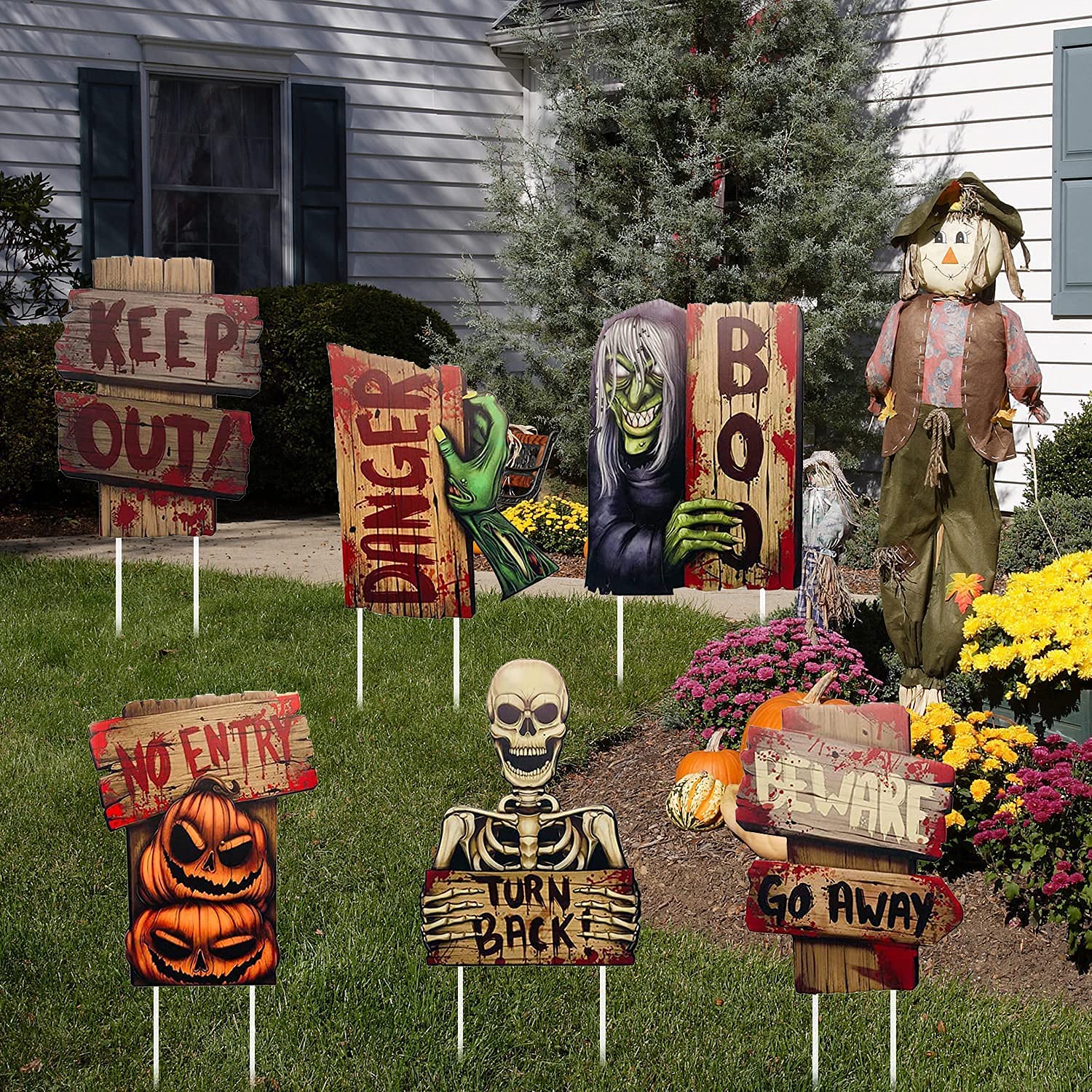 Didiseaon 3pièces Décorations Halloween Pour Jardin Panneaux Avertissement Style Cimetière Pour Fête Et Décorations Extérieures