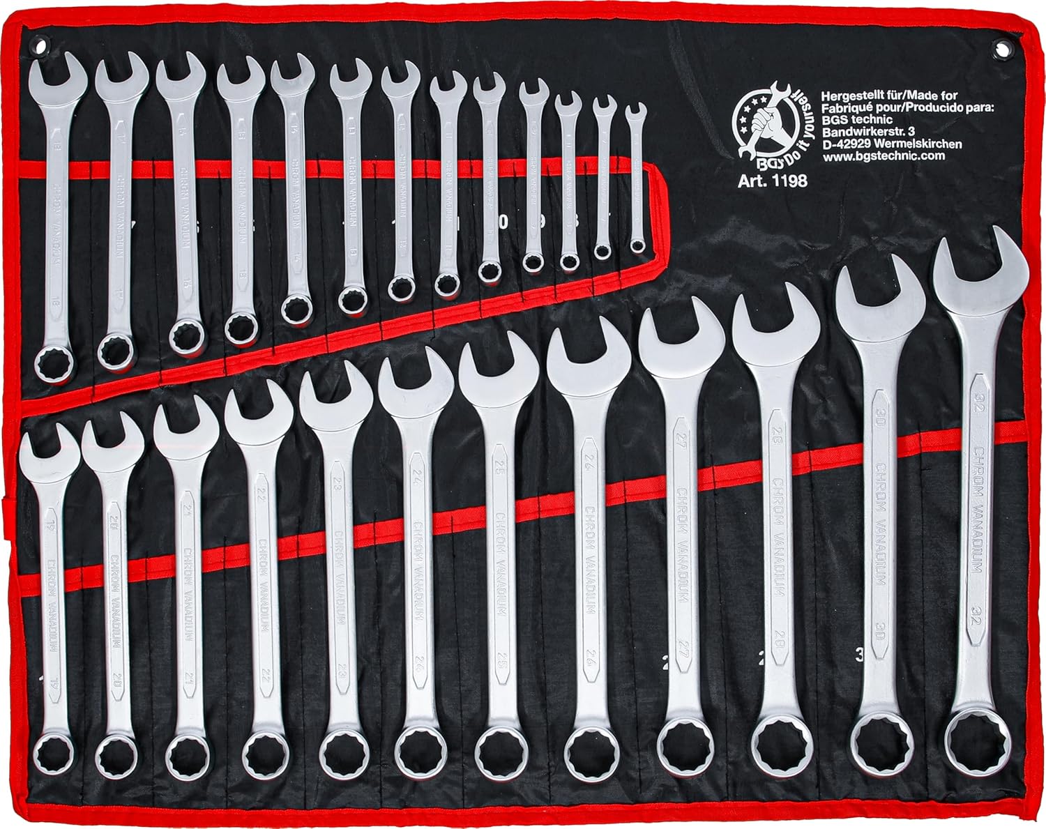 Kraftmann 1198"Sw6-32 Combination Spanner Set, Black/Silver