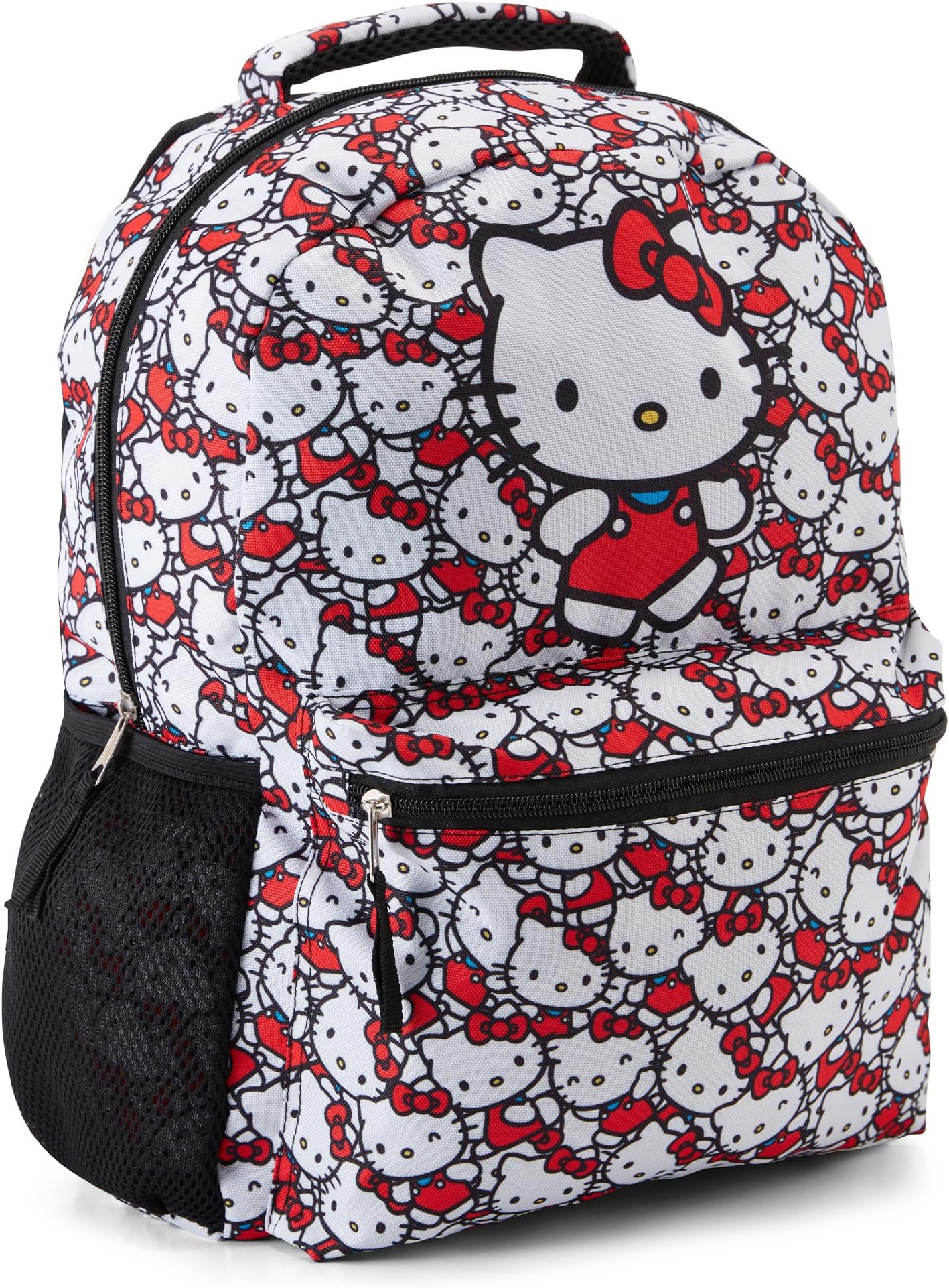 Fast Forward Hello Kitty Allover School Backpack - Hello Kitty, My Melody, Kuromi, Keroppi - Officially Licensed School Bookbag (White), White, One Size, Japanese