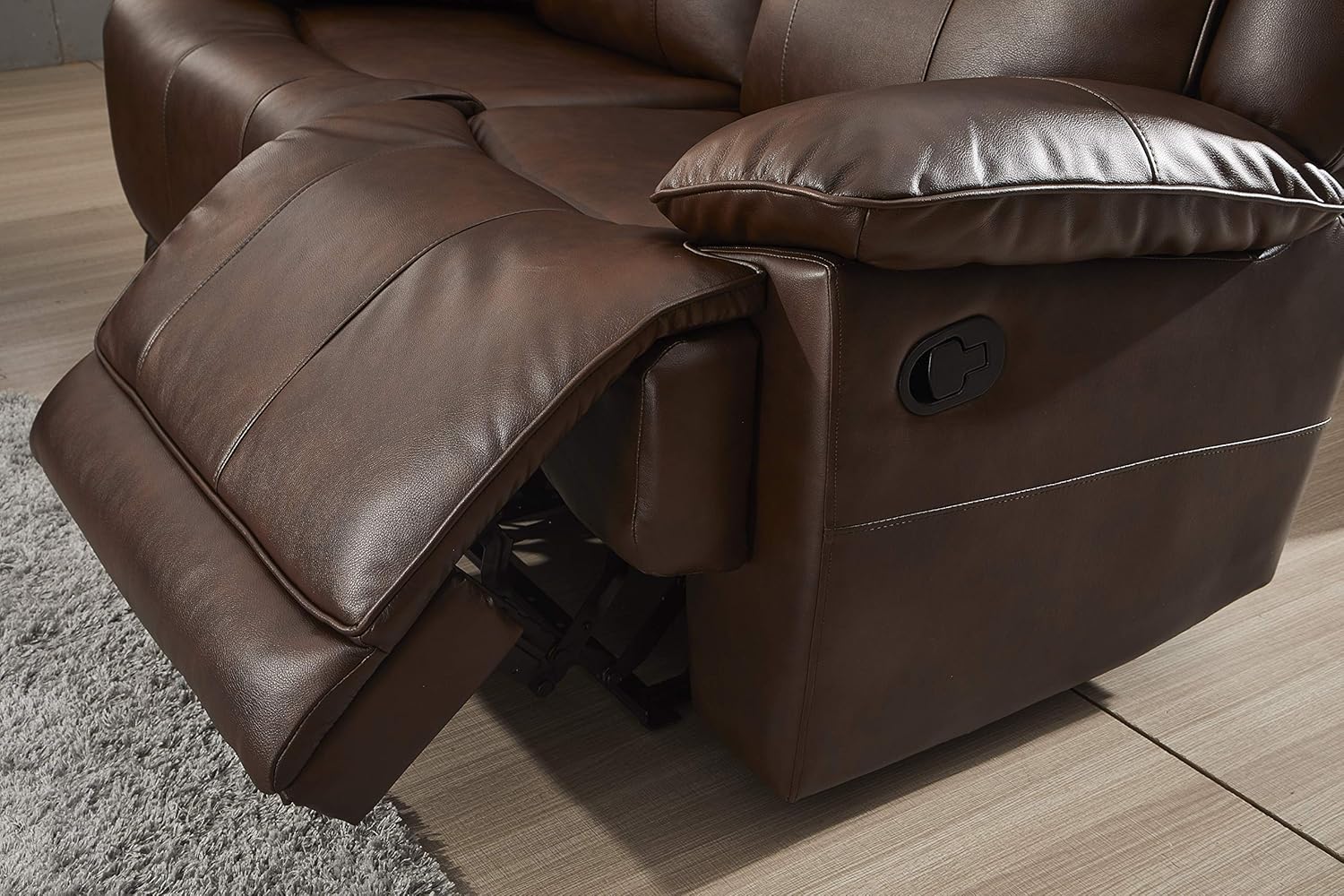 Betsy Furniture Bonded Leather Reclining Sofa Couch Set Living Room Set 8006 (Brown, Glider Chair)