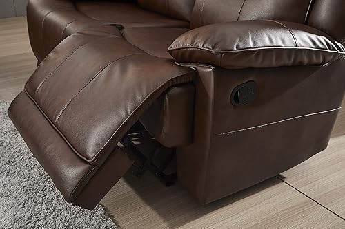 Miniatura 9 de Betsy Furniture Juego de sofá reclinable de cuero encuadernado 8006 (marrón, sofá+sofá biplaza + sillón reclinable)