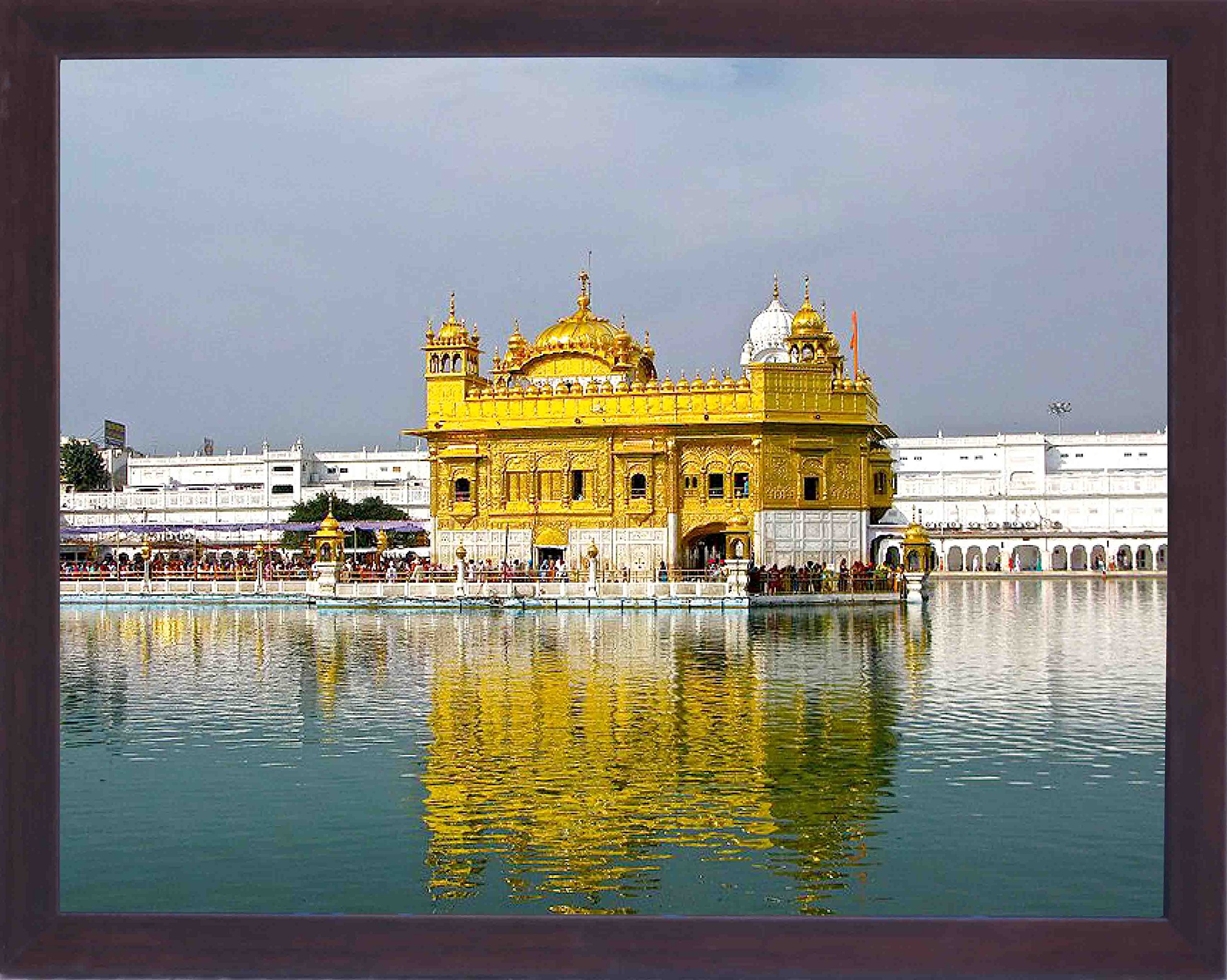 Holy Sikh Religious,Golden temple, Seventh wonder of the world located at Amritsar, A Sikh Religious painting poster with frame, must for Sikh family home/office/Sikh Religious