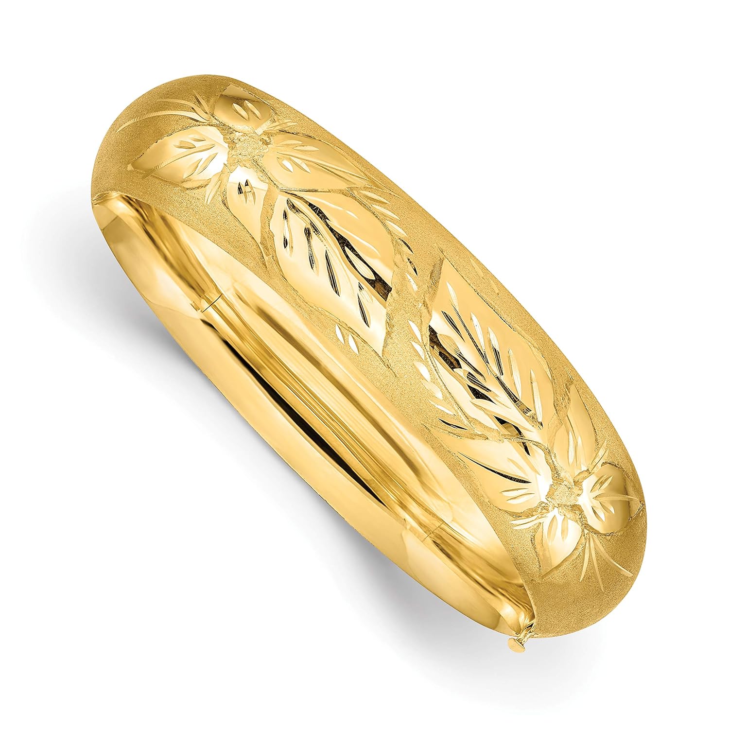 IceCarats 14K Solid Yellow Gold 17 45mm Florentine Hinged Bangle Bracelet