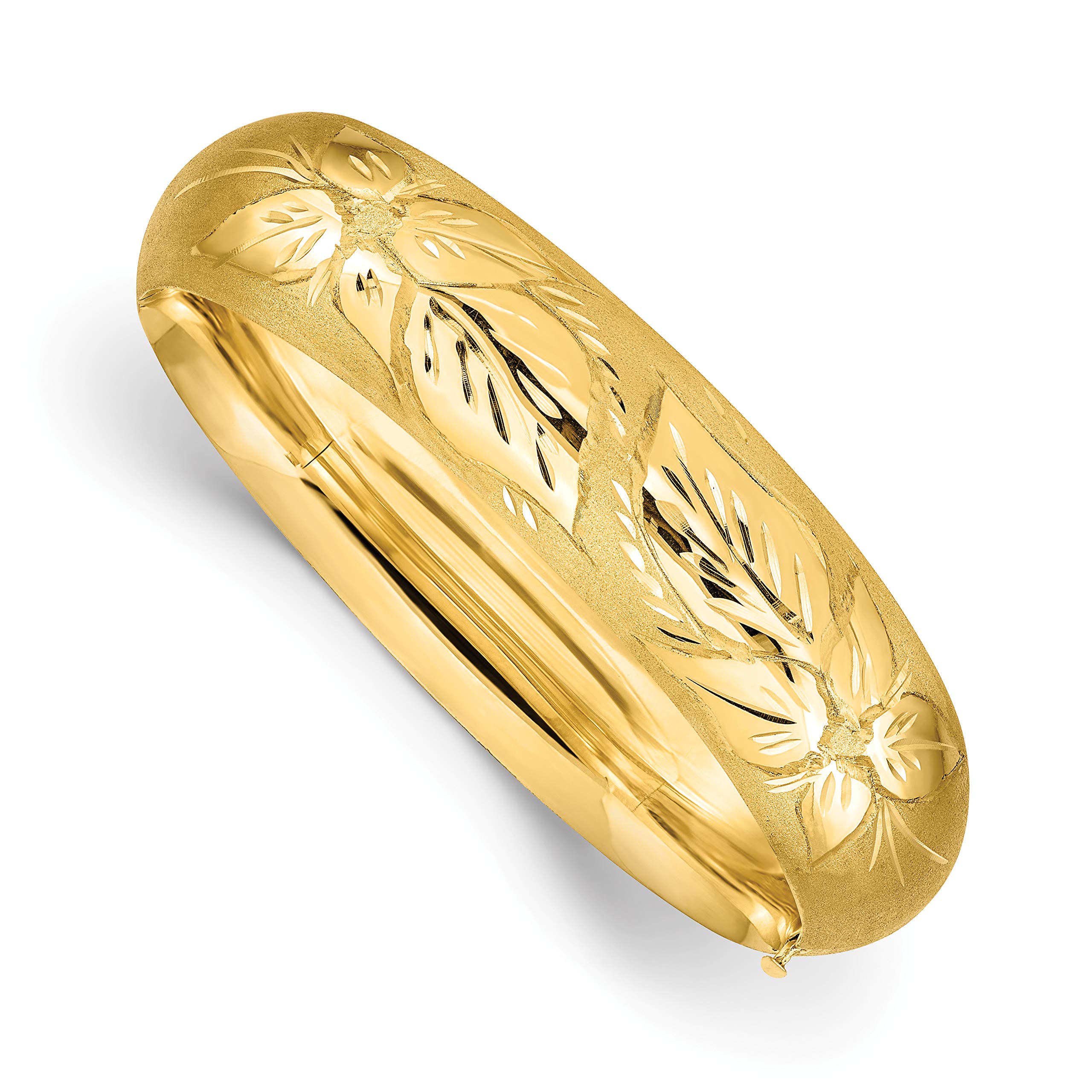 IceCarats 14K Solid Yellow Gold 17 45mm Florentine Hinged Bangle Bracelet