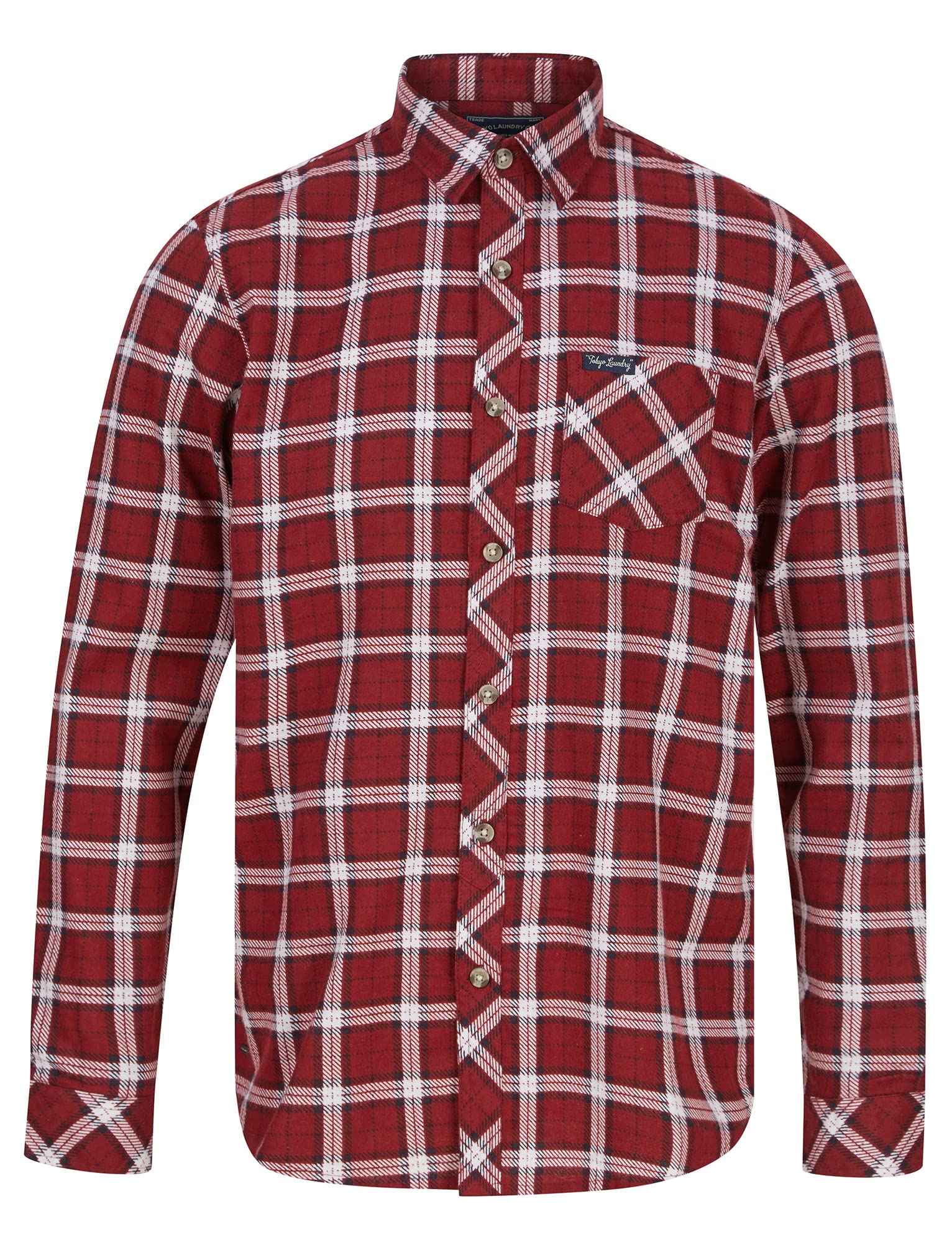 Tokyo Laundry Men's Sun-Dried Tomato Printed Checked Cotton Flannel Shirt
