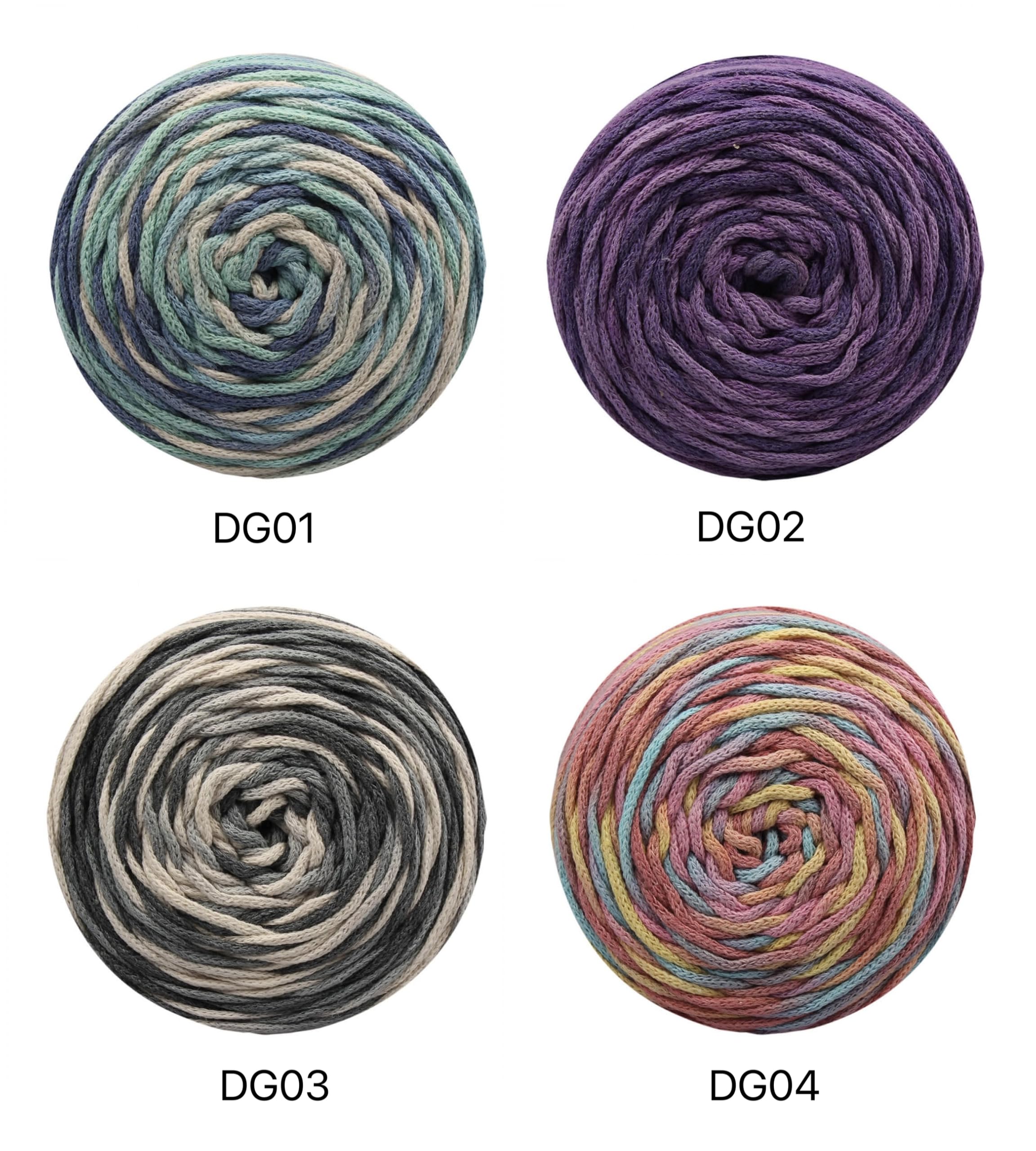 Makramee-Garn aus Baumwolle, 3 mm, mehrfarbig, geflochten, 4 Knäuel x 140 m, 4 mittelgroße, bunte Ombré-Kuchengarn, bunte Regenbogen-Makramee-Schnur zum Stricken, Häkeln und Knoten