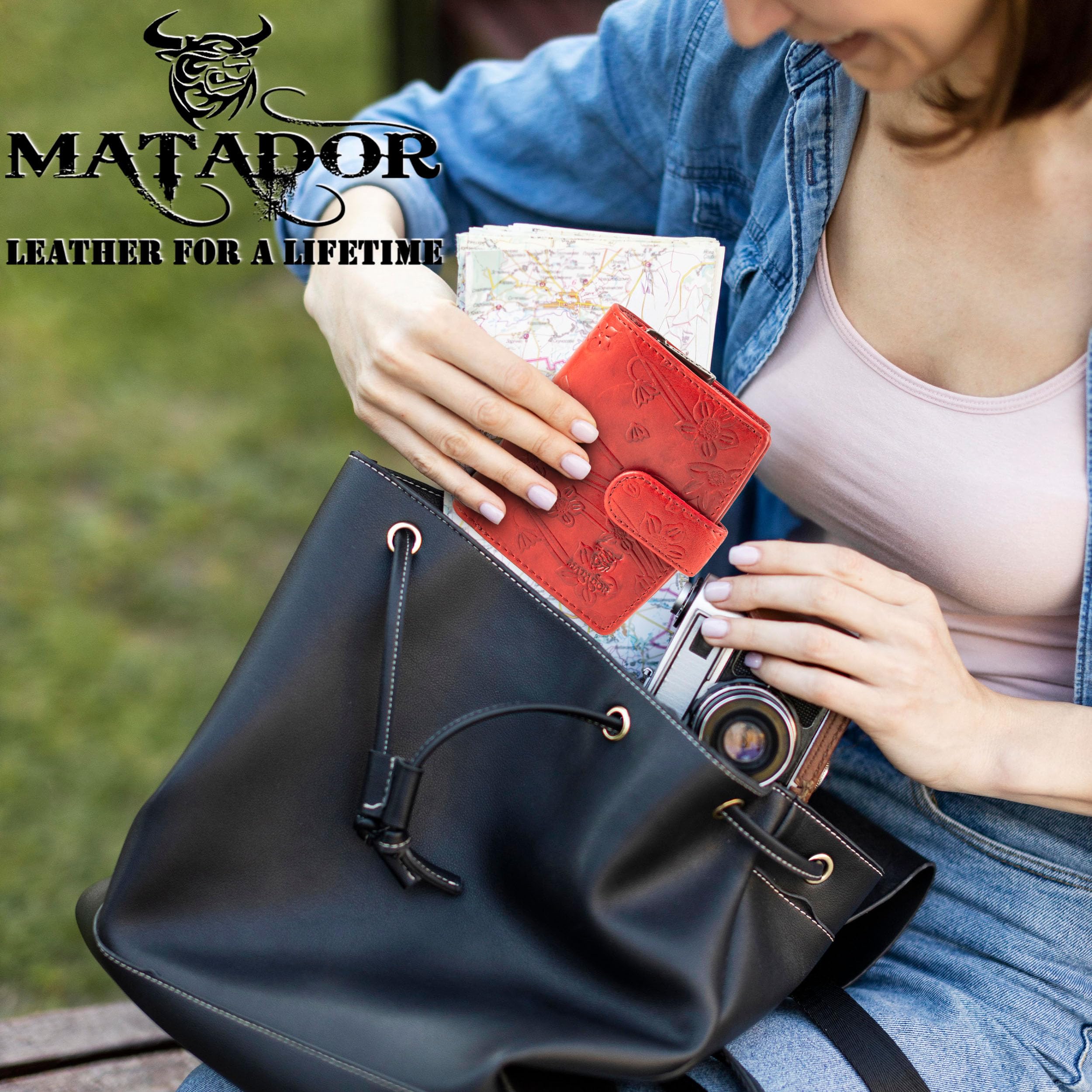 MATADOR Mały portfel damski, mały, skórzany #Valencia MINI ze szlachetnym pudełkiem na prezent, elegancki, mały portfel damski, mały z blokadą RFID, luksusowy mini portfel z wieloma przegródkami na