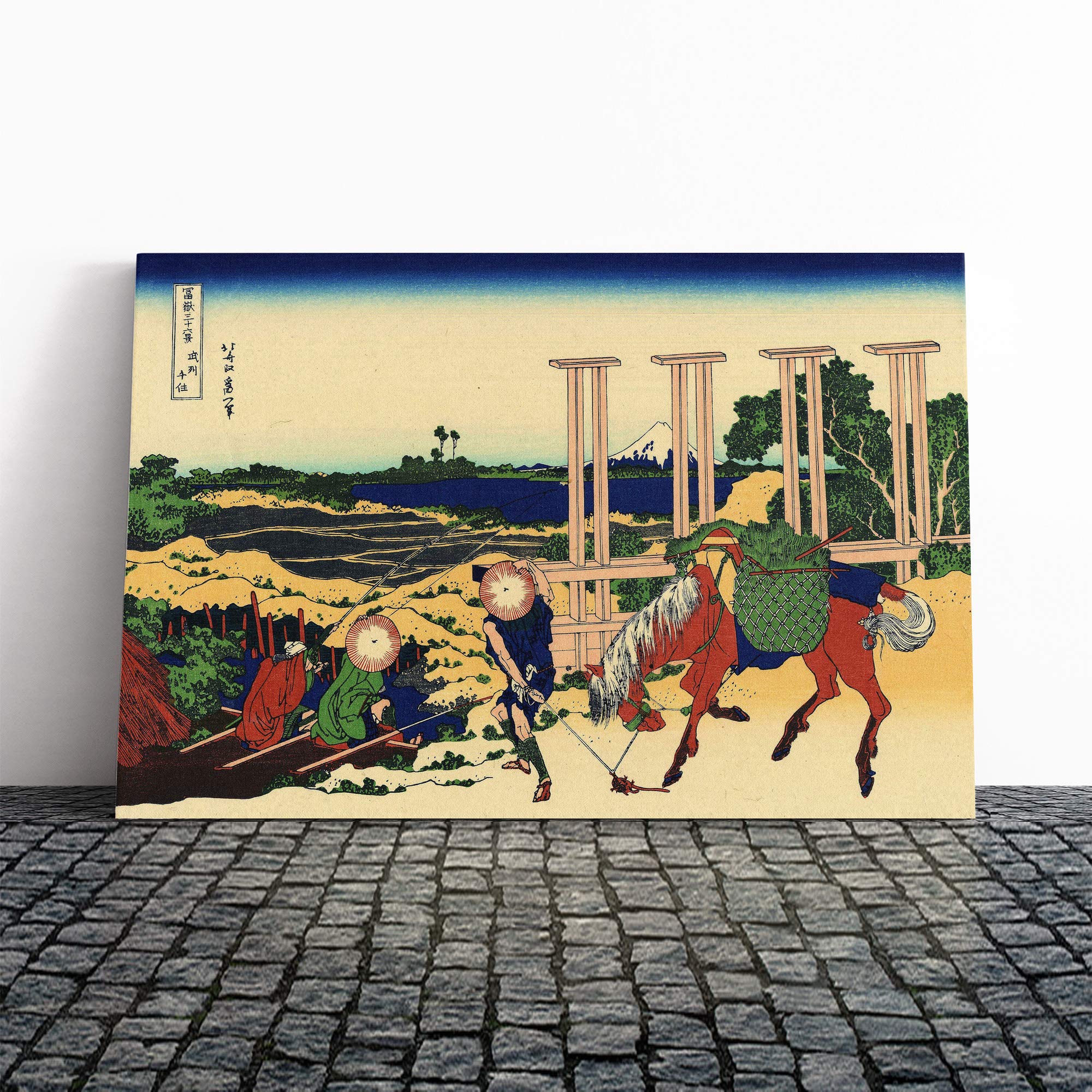 Hokusai Japanese Oriental Musachi Province Canvas Print | Gallery Wrapped 30mm Frame Wall Art | 24x16 inches | Ready to Hang | Asian Picture | Living Room Bedroom Lounge Office