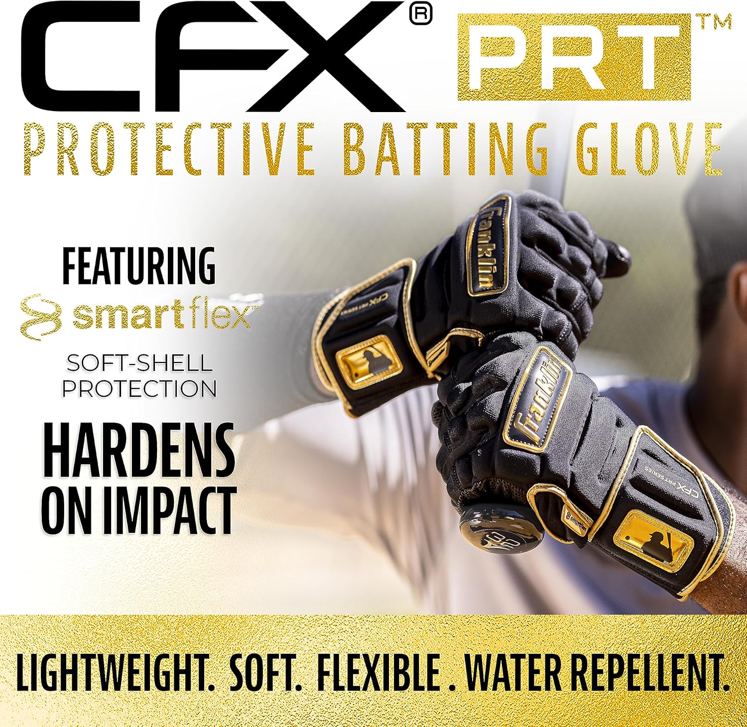 Franklin Sports MLB Batting Gloves - CFX Pro PRT Heavy Duty Protective Baseball + Softball Batting Gloves - Adult Padded Reinforced Leather Batting Gloves