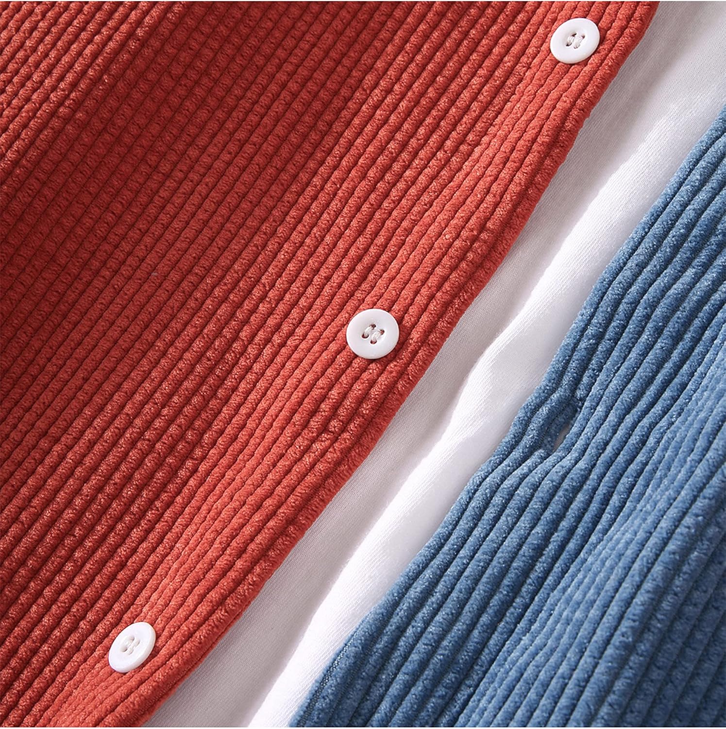 UANEO Mens Shacket Patchwork Long Sleeve Button Down Corduroy Shirts for Men - Image 6