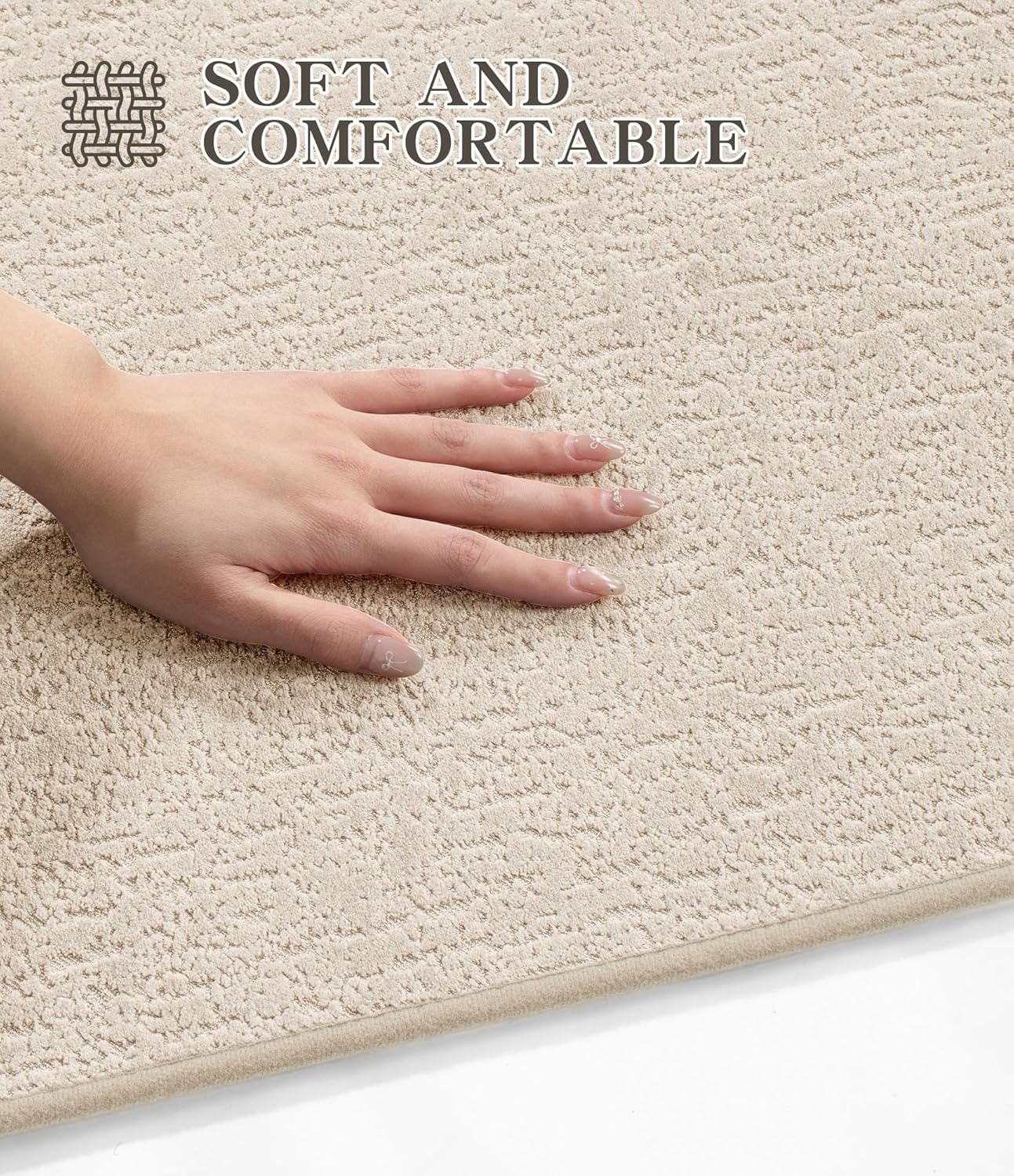 chakme Bathroom Rug Sets 2 Piece, Ultra Thin Bath Rug Set Quick Dry Bath Mat, Absorbent Bath Mat for Bathroom Non Slip Machine Washable, (Light Beige) - Image 7