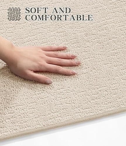 Miniatura 7 de chakme Juego de 3 tapetes de baño ultrafinos de secado rápido, tapetes de baño absorbentes para baño, antideslizantes, lavables a máquina (beige