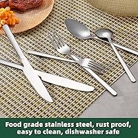 Vista 3 de Juego de cubiertos de 24 piezas con cuchillos para carne, juego de cubiertos de acero inoxidable para 4, juego de cubiertos de grado alimenticio