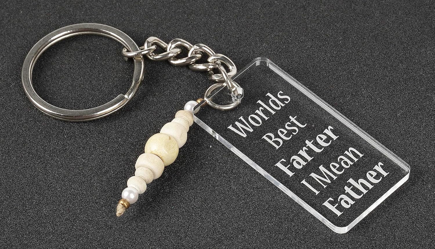 Funny Keychain Worlds Best Farter I Mean Father Acrylic Engraved Keychain Father'S Day Novelty Gift image 3