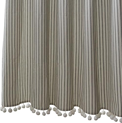 Park Designs Cortina de ducha con flecos de bola, 72 x 72 pulgadas