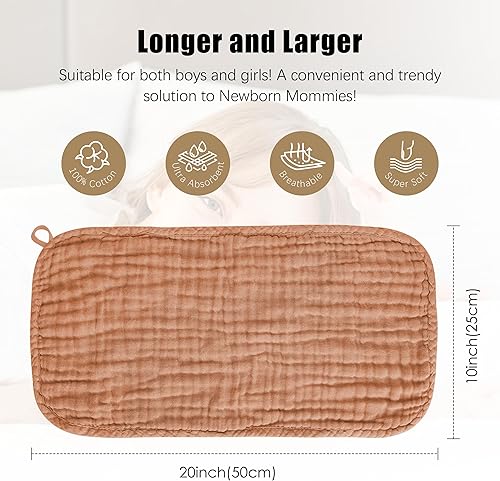 Miniatura 4 de HIPHOP PANDA Paños de muselina para eructos, paquete de 10  Grandes 20 x 10 pulgadas  Ultra absorbentes y suaves, 100% algodón esencial para bebé,