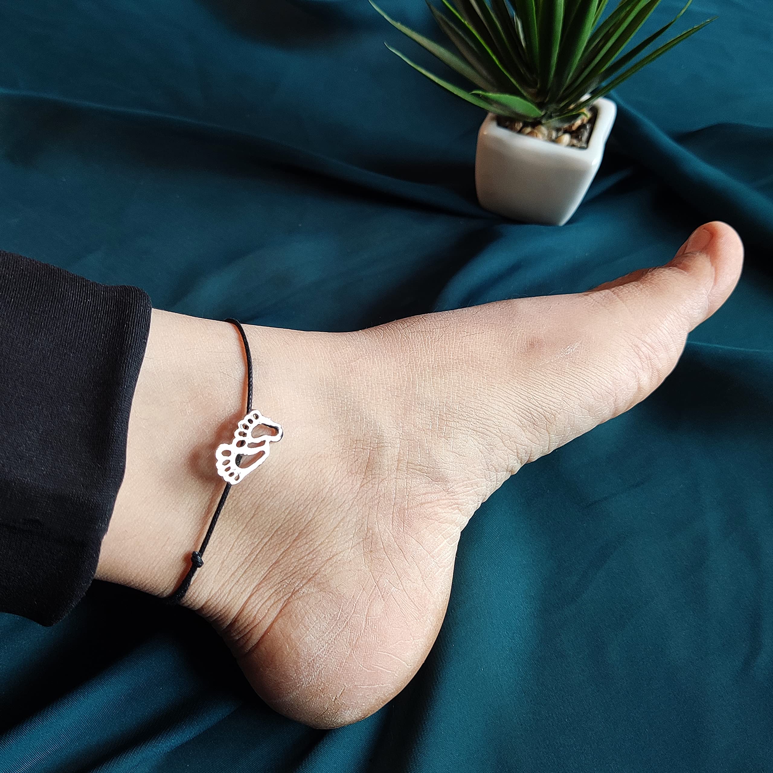 The Bling Stores Silver Anklet with Baby Foot Charm for Women & Girl's 2