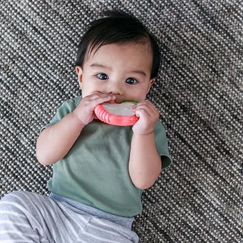 Infantino Lil' Nibbles Apple Teether, Vibrating Bristle Gum Soother