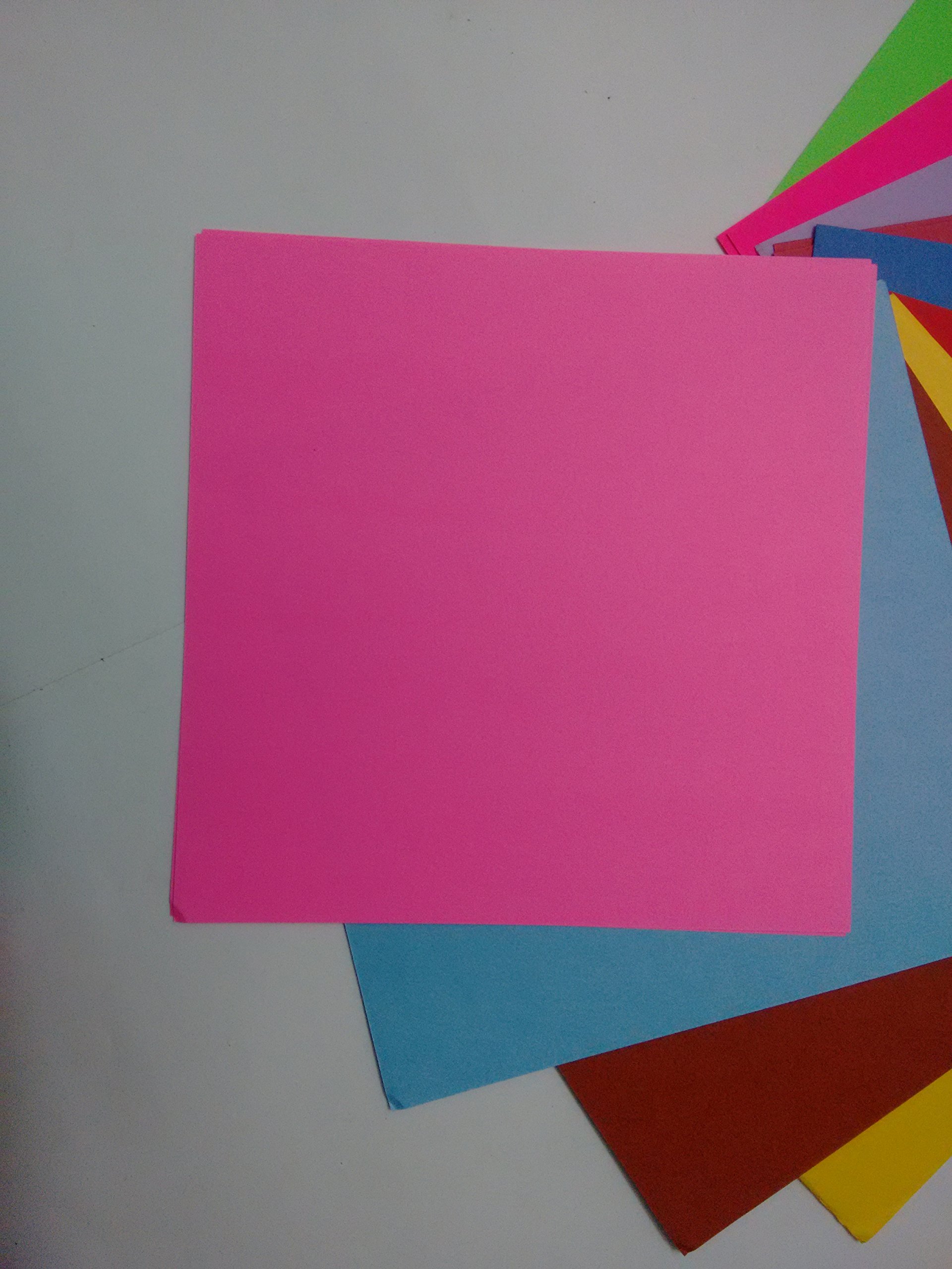 BeeMall Origami Papers 100 Sheets 10 Different Colours - Both Side Solid Colours Size 15 X 15 cm with Origami Ebook For Creativity Development 1