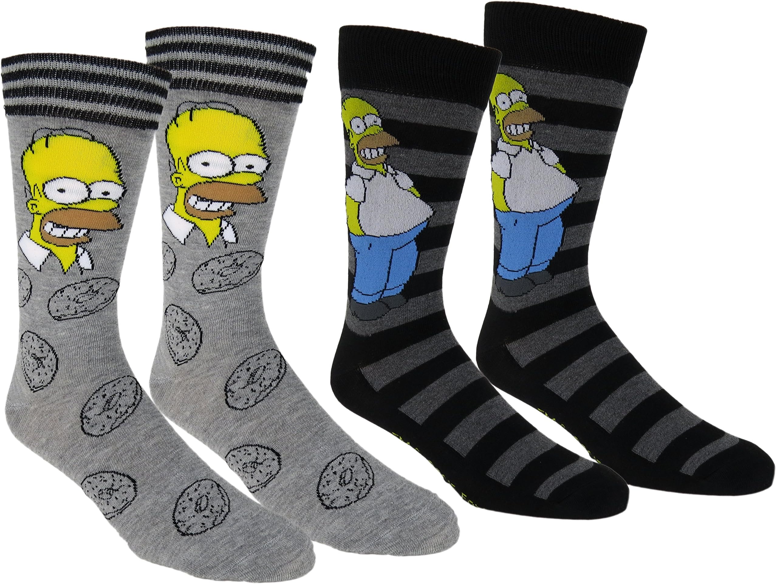 The Simpsons Homer Simpson Casual Crew Socks 2 Pair Pack Grey Heather
