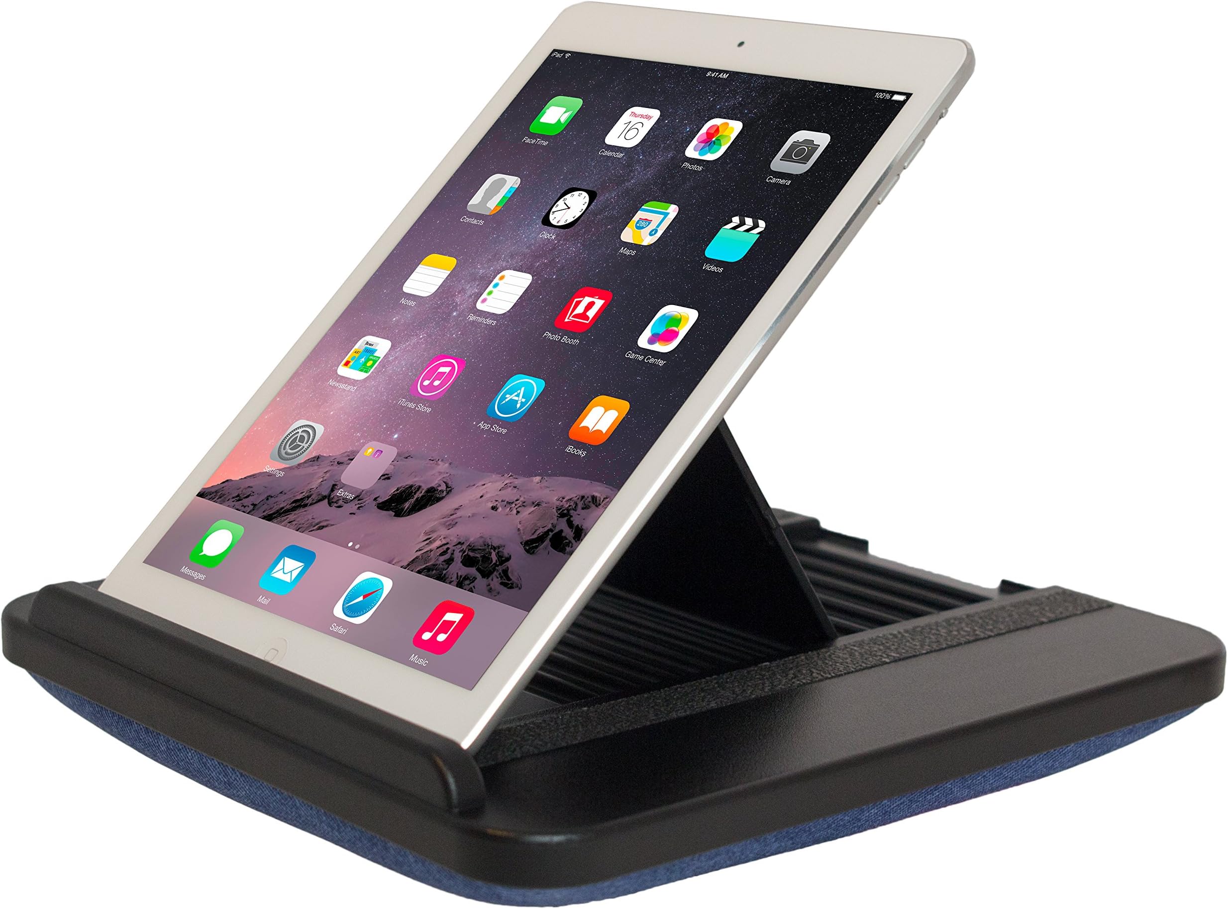 Prop 'n Go Slim - Adjustable Bed Holder & Lap Stand for iPad, iPad Mini, Tablets and eReaders with Multi Angle Control (Blue Denim Look)