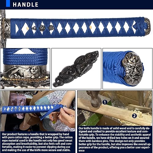 Miniatura 5 de Espada samurái Katana de espiga completa de alto rendimiento, hoja de acero al carbono forjada a mano real adecuada para entrenamiento de espada