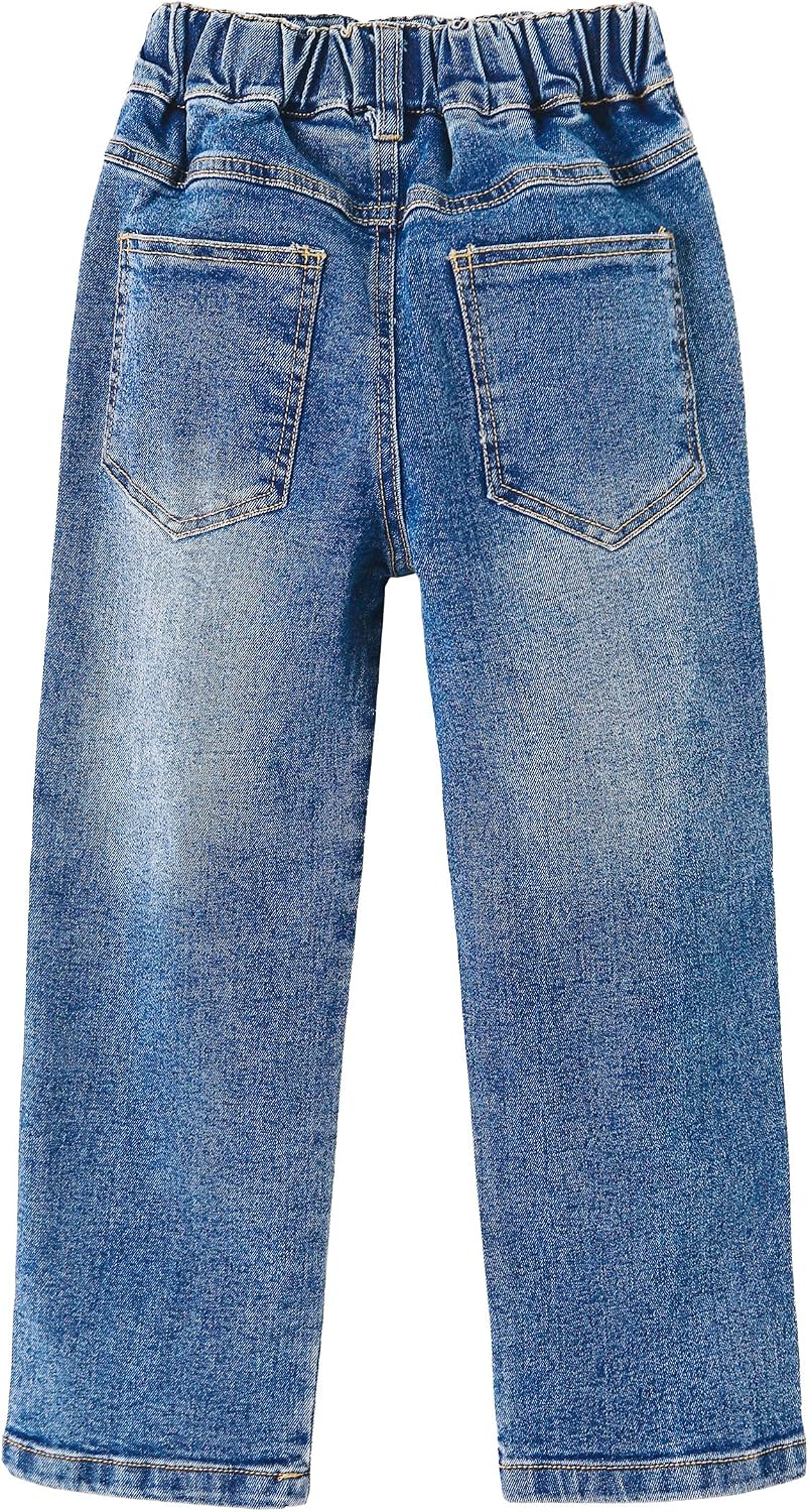 KIDSCOOL Girls Embroidered Jeans,4-15T Ribbed Elastic Waist Denim Pants | Big girls flower embroidery jeans, kids cute butterfly denim pants,comfy elastic waist trousers,fashion teen school wear