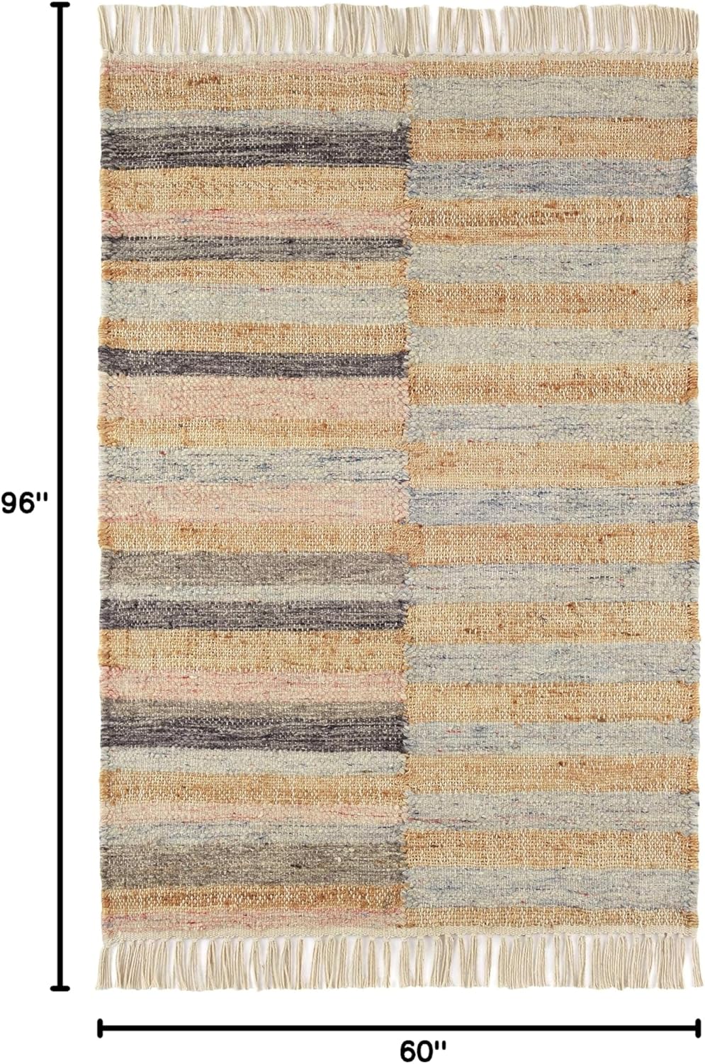 Dash and Albert Ravel Wool Area Rug - 5' x 8' Blue Stripe Handwoven Accent Rug - Durable, Eco-Friendly, High Traffic Area Hallway, Living Room, Stairs