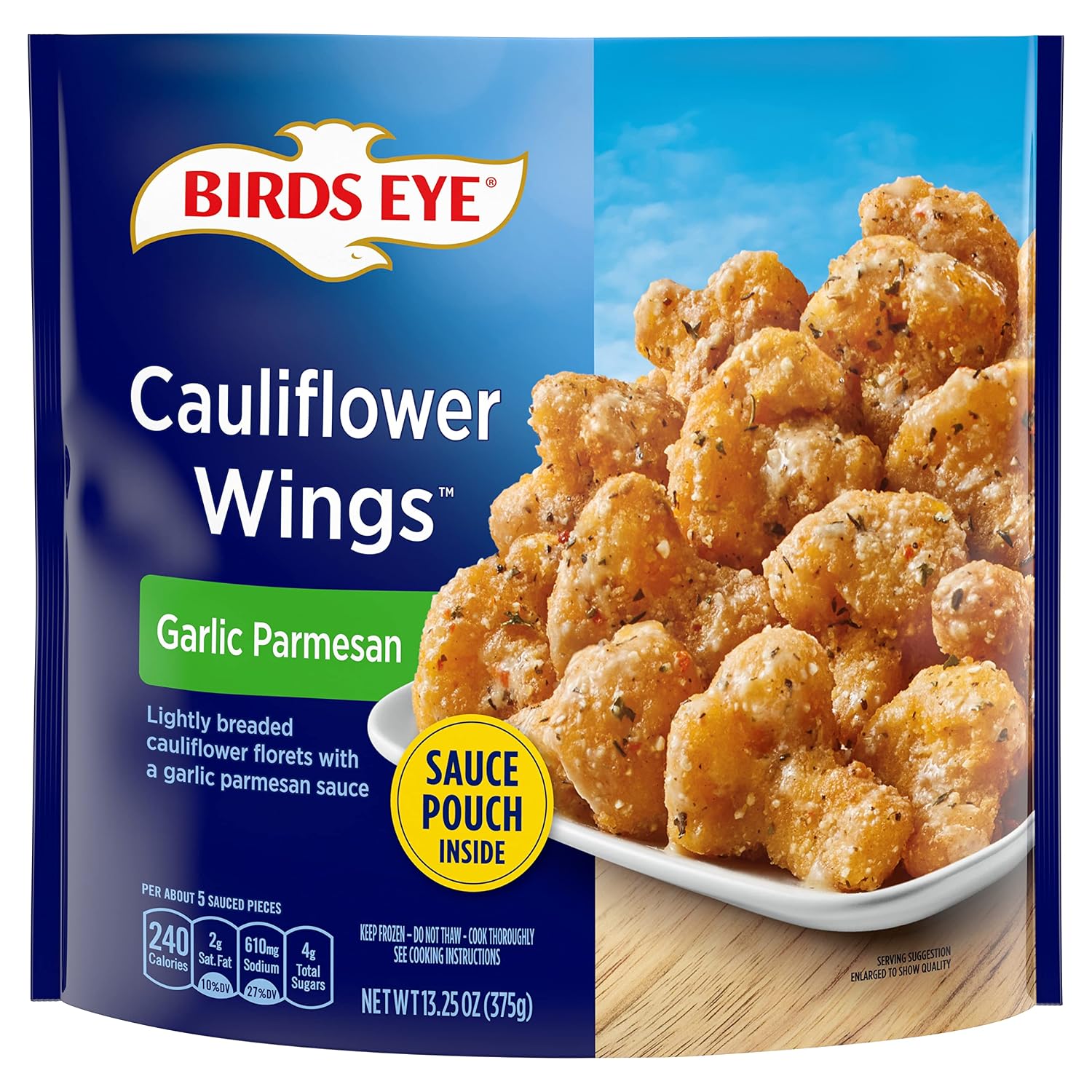 Birds Eye Garlic Parmesan Cauliflower Wings, Frozen Vegetable, 13.25 OZ Bag