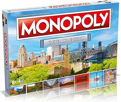 Juego de mesa Monopoly - Cleveland Monopoly Edition 2-6 jugadores, juegos de mesa familiares para niños y adultos, juegos de mesa para niños de 8