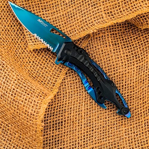 Miniatura 98 de MTECH USA Serie MT-A705 - Cuchillo plegable asistido por resorte, clip de bolsillo, táctico, EDC, defensa personal Azul plateado