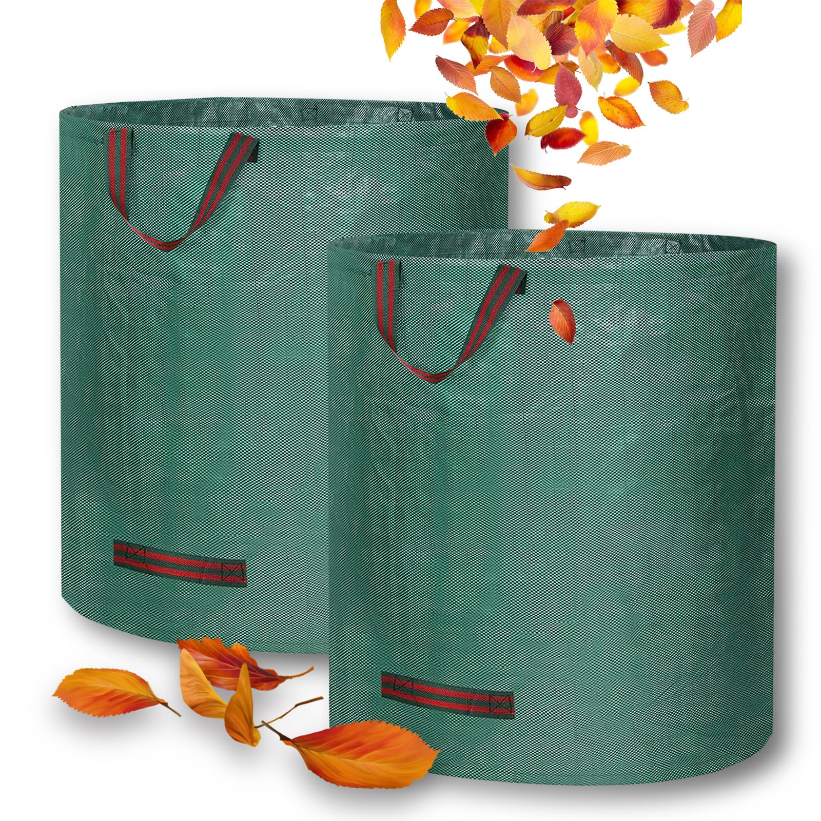 Pack of 2 Garden Sacks Reusable, Heavy Duty Garden Waste Bags with Handles,Green Waste Sacks,272L 67cmx76cm