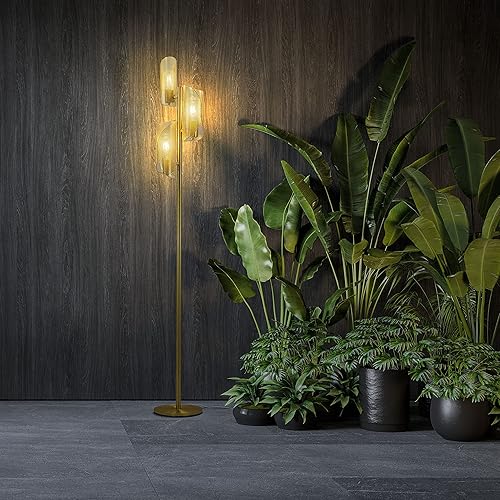 Miniatura 9 de Brightech Lyra - Lámpara de pie LED de árbol para decoración moderna, contemporánea, industrial, de 3 luces con pantalla de jaula de metal, lámpara