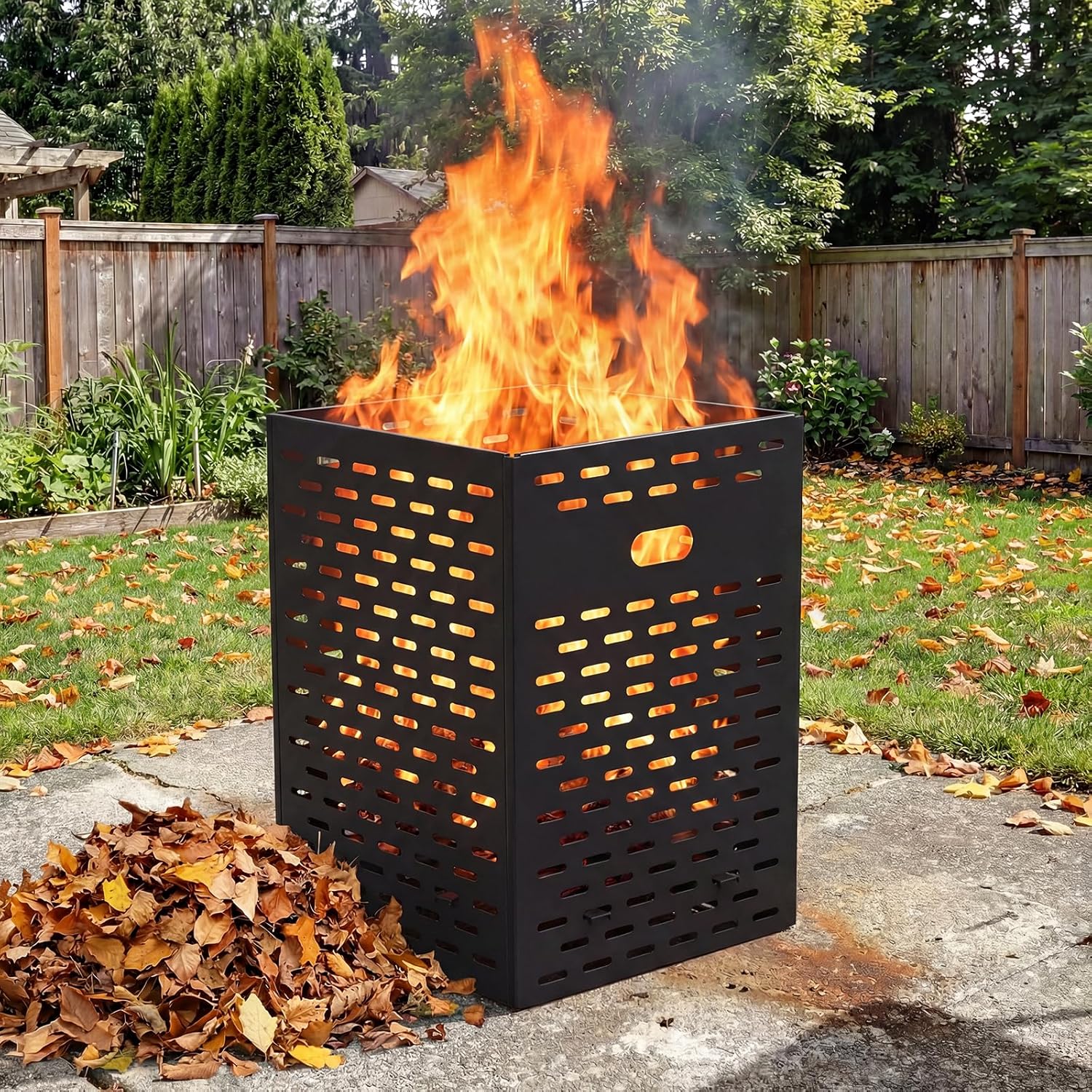 Tangkula Burn Barrel for Outside for Burning Trash, 65 Gallon Ultra Thick Incinerator with Venting Patterns and 4 Cross Braces for Better Airflow, Outdoor Metal Drum Burn Cage for Paper Yard Waste