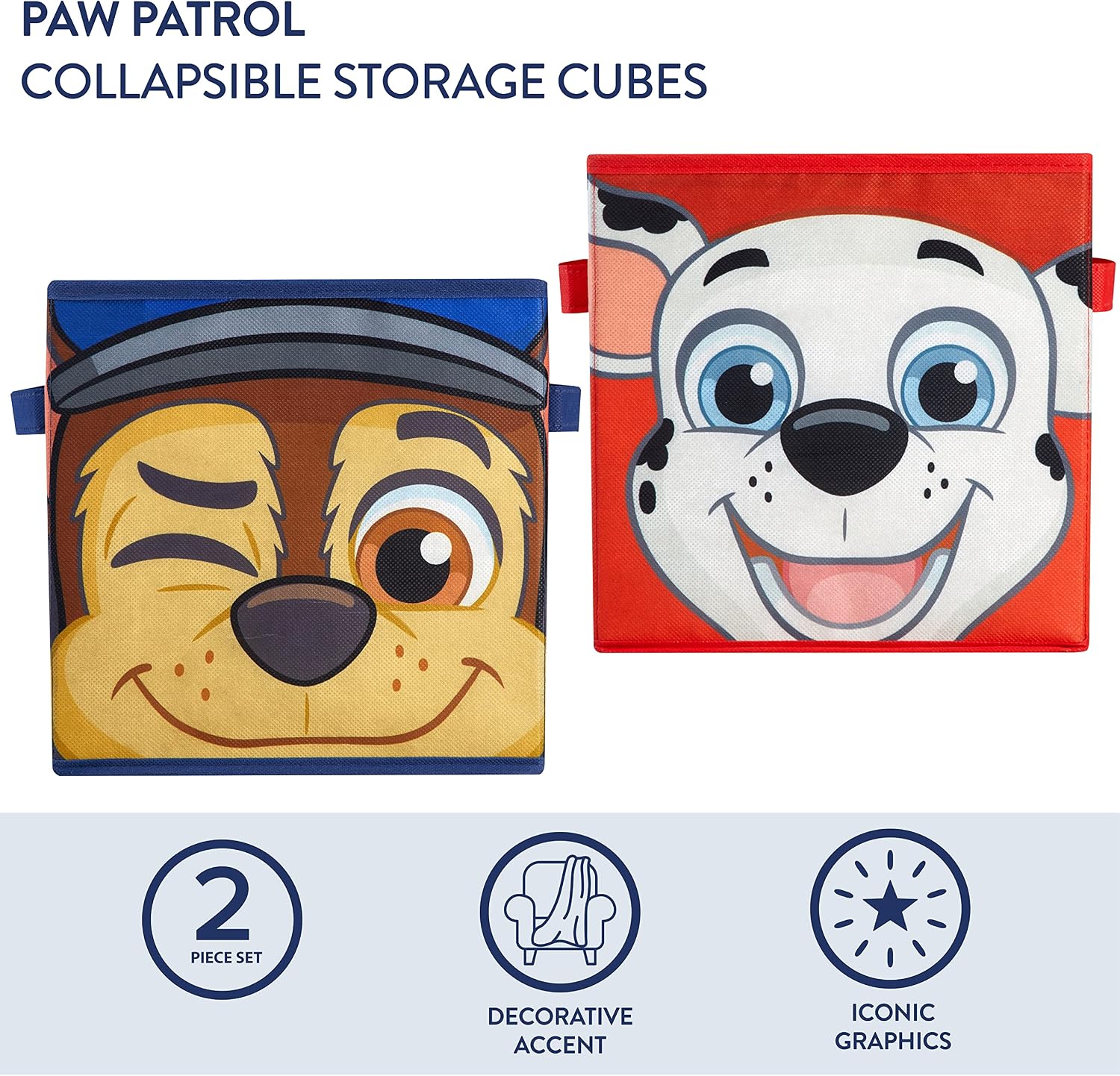 Paw Patrol Collapsible Storage Cubes, Set of 2, 10"x10"