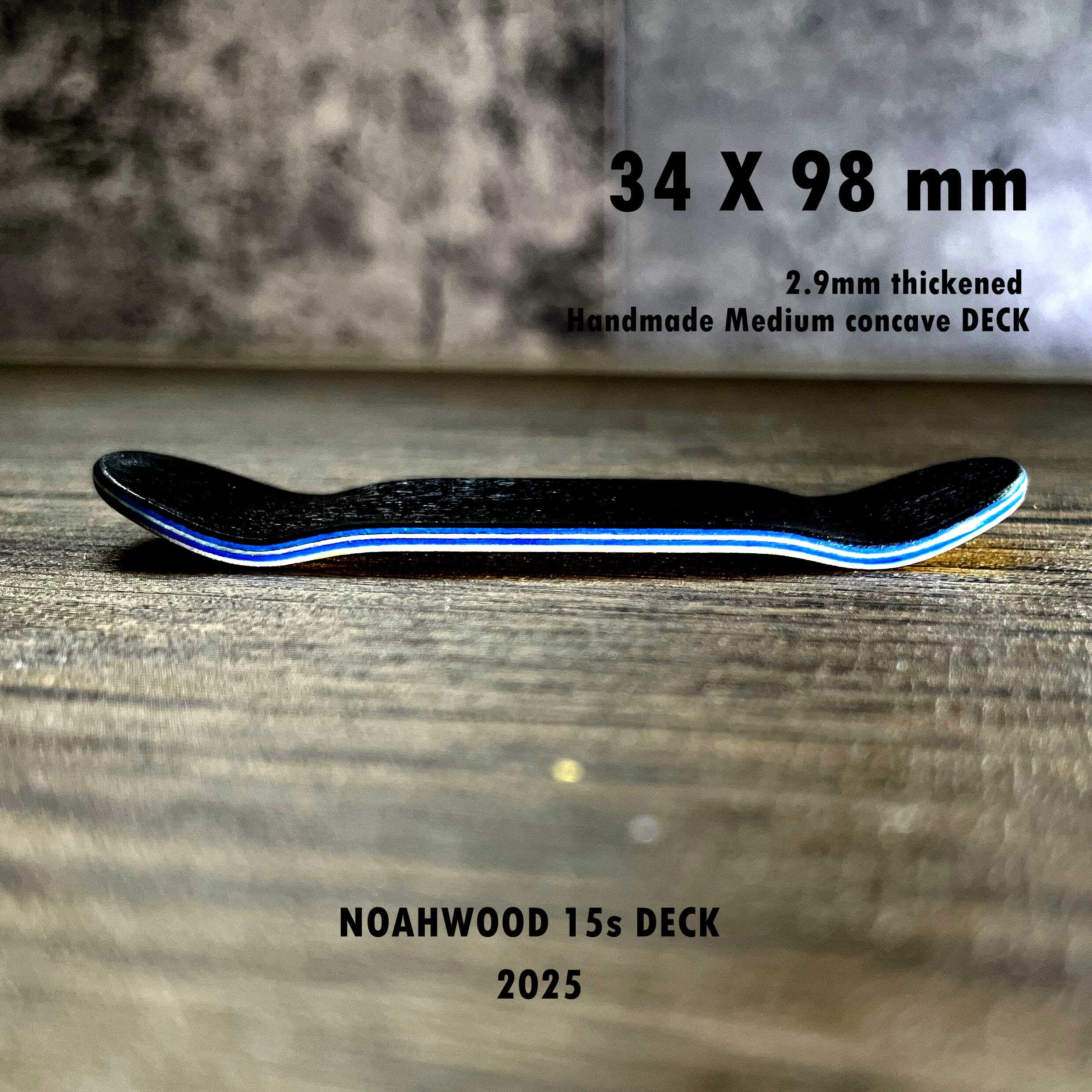 NOAHWOOD 15s PRO Fingerboard Deck (5-Layer Colour Maple Wooden Pro Concave 35 x 98mm Handmade Deck + 2 Grip Tape) Robot