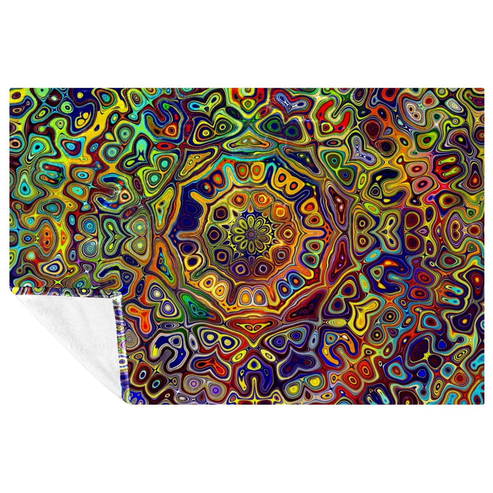 Couverture mandala psychédélique douce et chaude en flanelle 150x100 cm