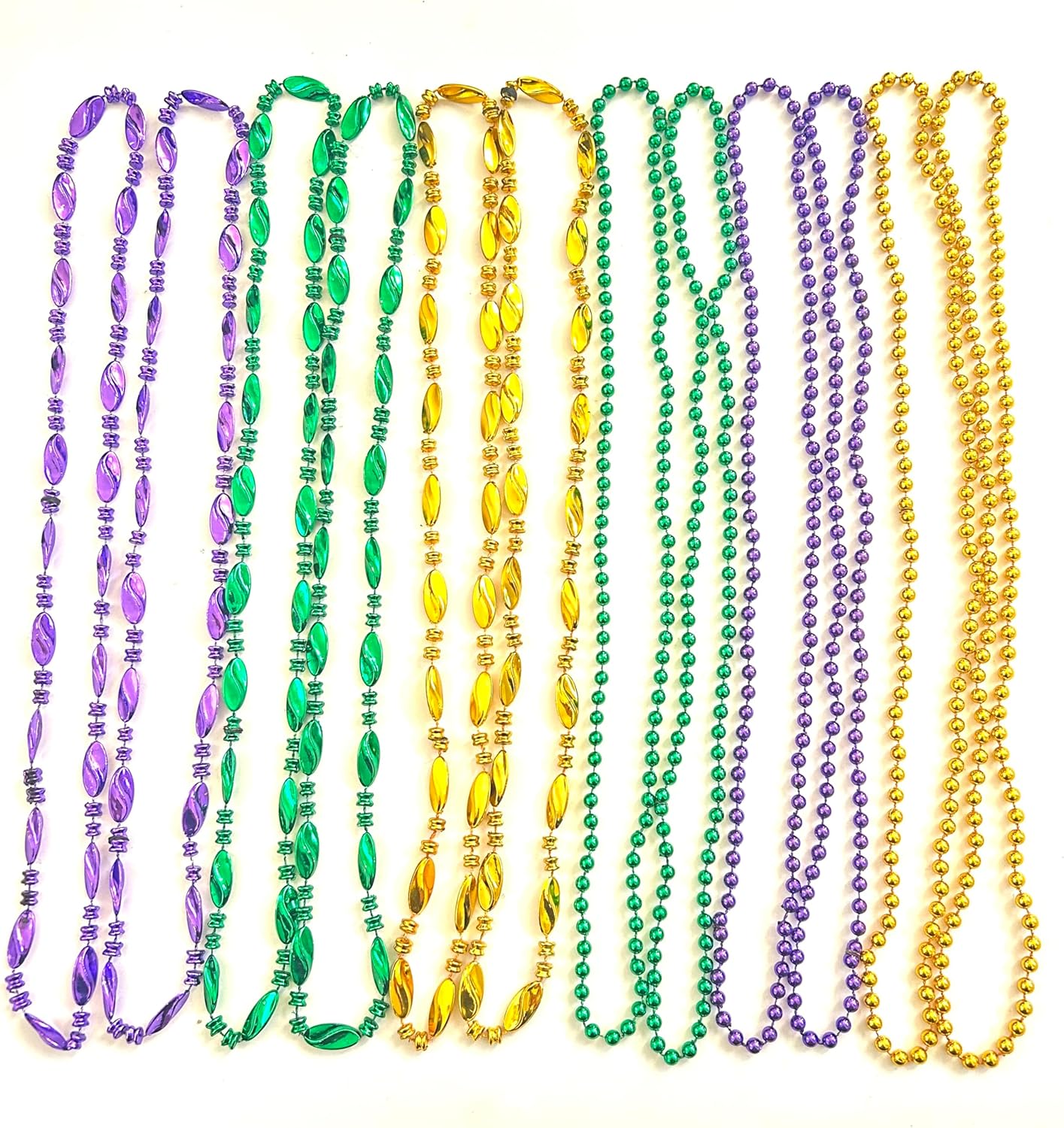 Mardi Gras Beads Set Mardi Gras Decorations Necklaces Metallic Purple Gold Green Assorted Unique Designs For Masquerade Costume Party Favors Supplies(13 Pcs) - Image 6