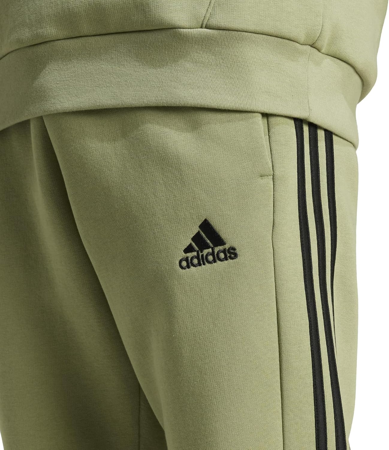 adidas Mens Essentials Fleece Striped Joggers Training Casual - Blue - Image 3