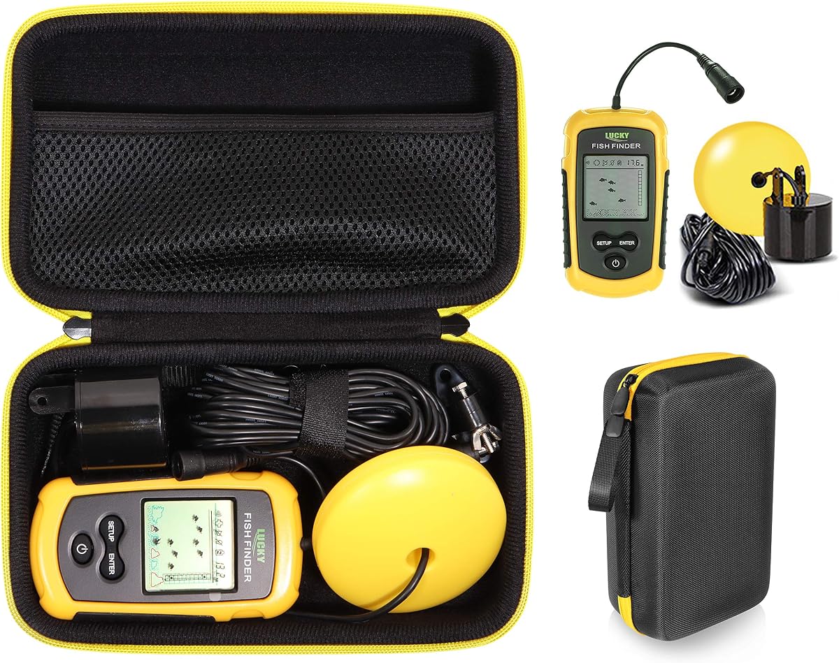 Case for LUCKY Handheld Fish Finder, Hayak Fish Finder, Sonar Sensor, Venterior, mesh accessories pocket