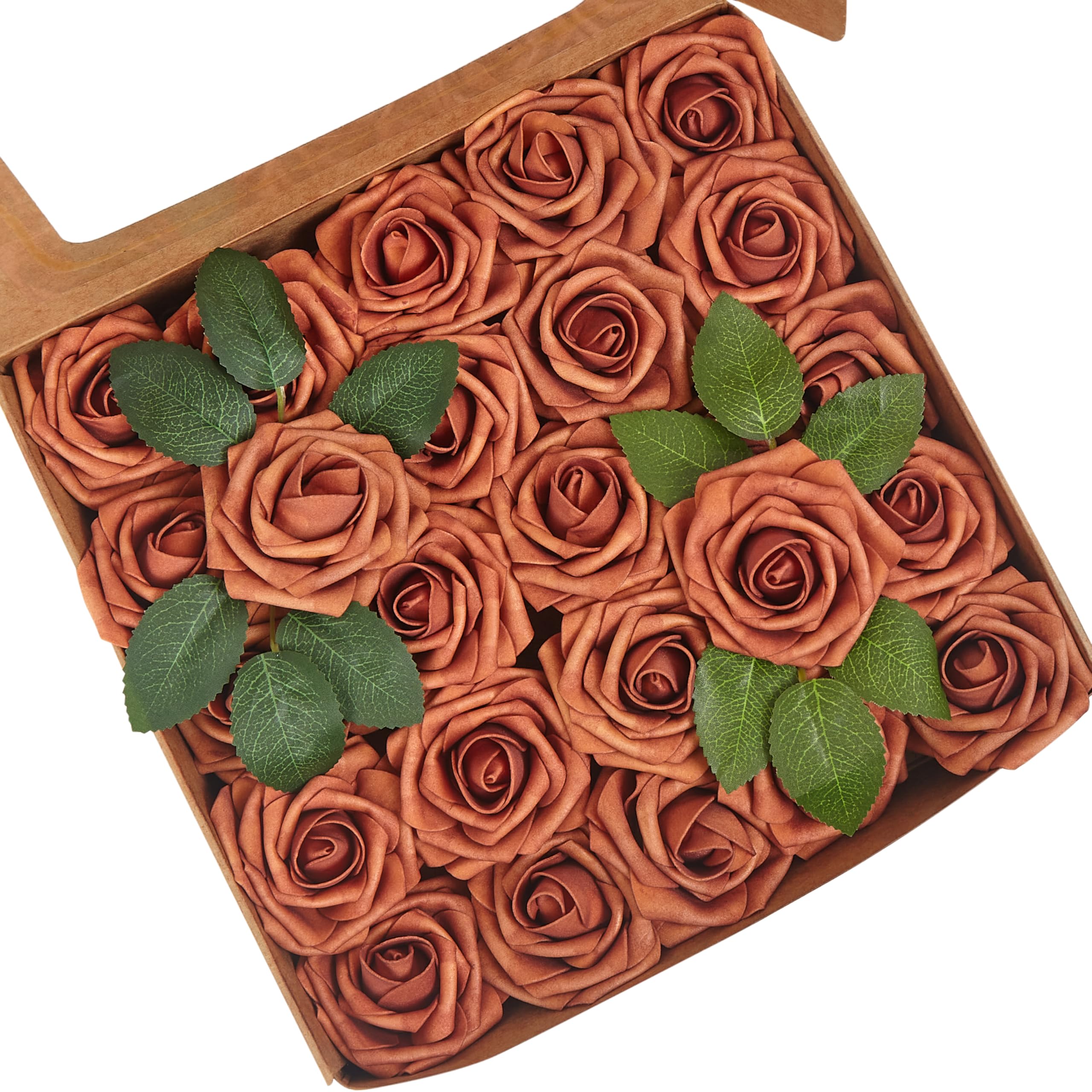 Artificial Flowers, 25pcs Burnt Orange Artificial Rose for DIY Wedding — image 1