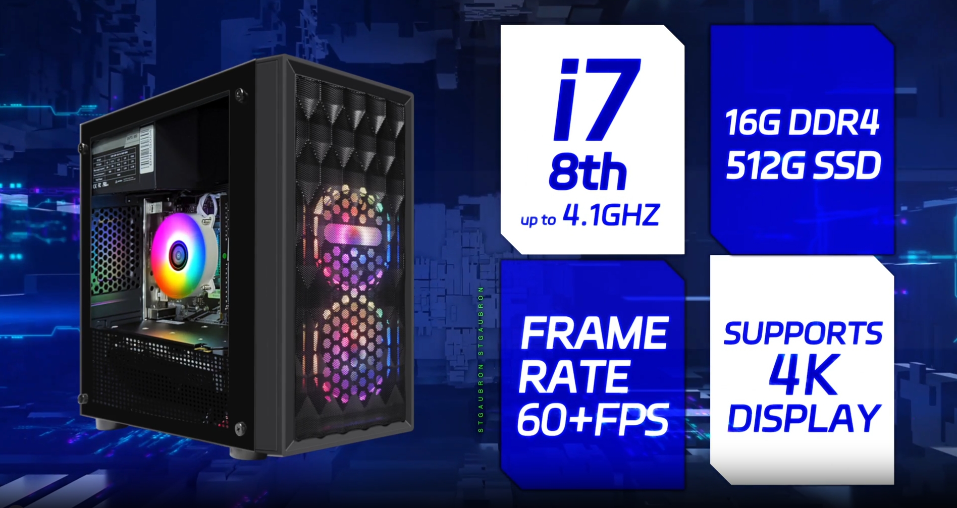RX 590 ゲーミングPC STGAubron Gaming Desktop PC, Radeon RX 590 8G GDDR5, Intel