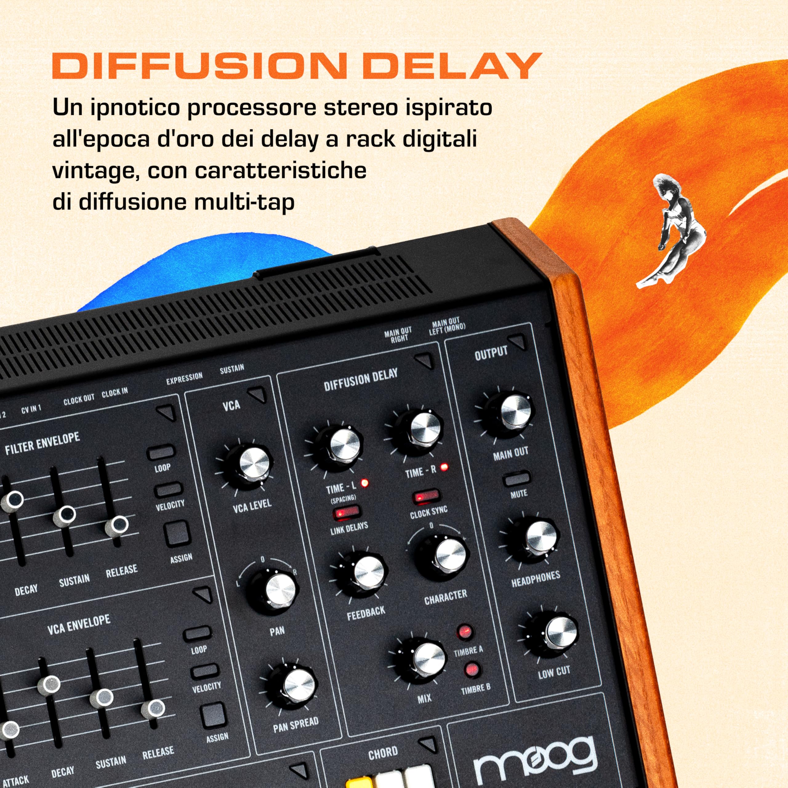MOOG Muse - Synth Polifonico bi-timbrico Analogico a 8 Voci con 61 Note, Sequencer a 64 Step, 256 Patch e Diffusion Delay