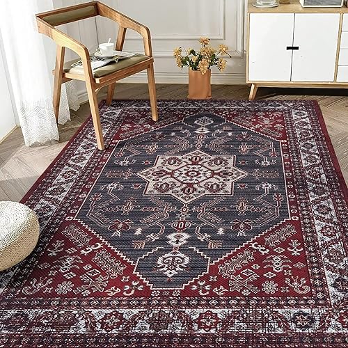 Miniatura 7 de nusoarug Alfombra bohemia de 5 x 7 pies, lavable a máquina, suave, antideslizante, de 5 x 7 pies, con respaldo de goma para dormitorio, cocina, sala