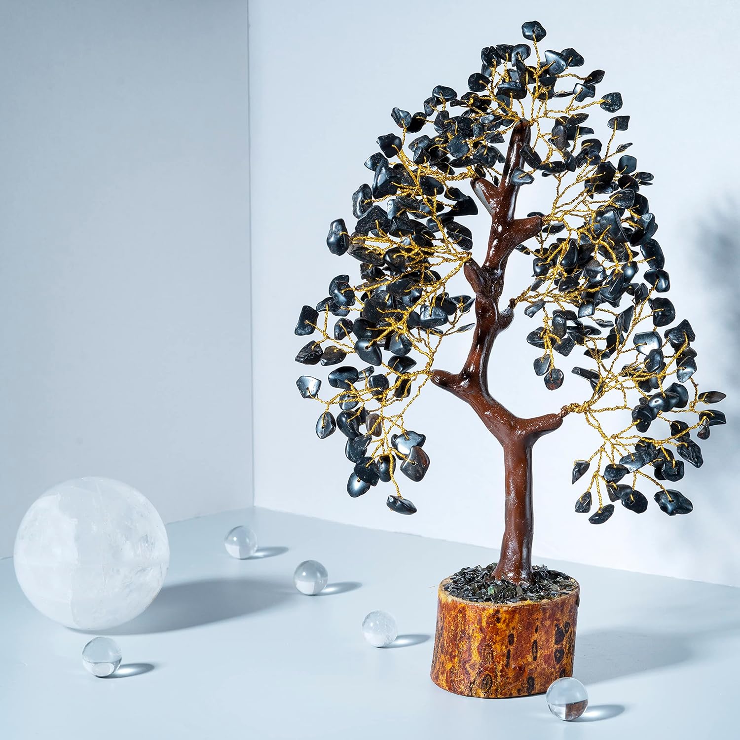 "Black Tourmaline Crystal Tree of Life with Bracelet & 2 Pendants Feng Shui Gem Tree Decor Healing Crystals Spiritual Black Gifts for Home Room & Desk Decor Gifts for Women, Girlfriend, Her & Sister" - Image 3